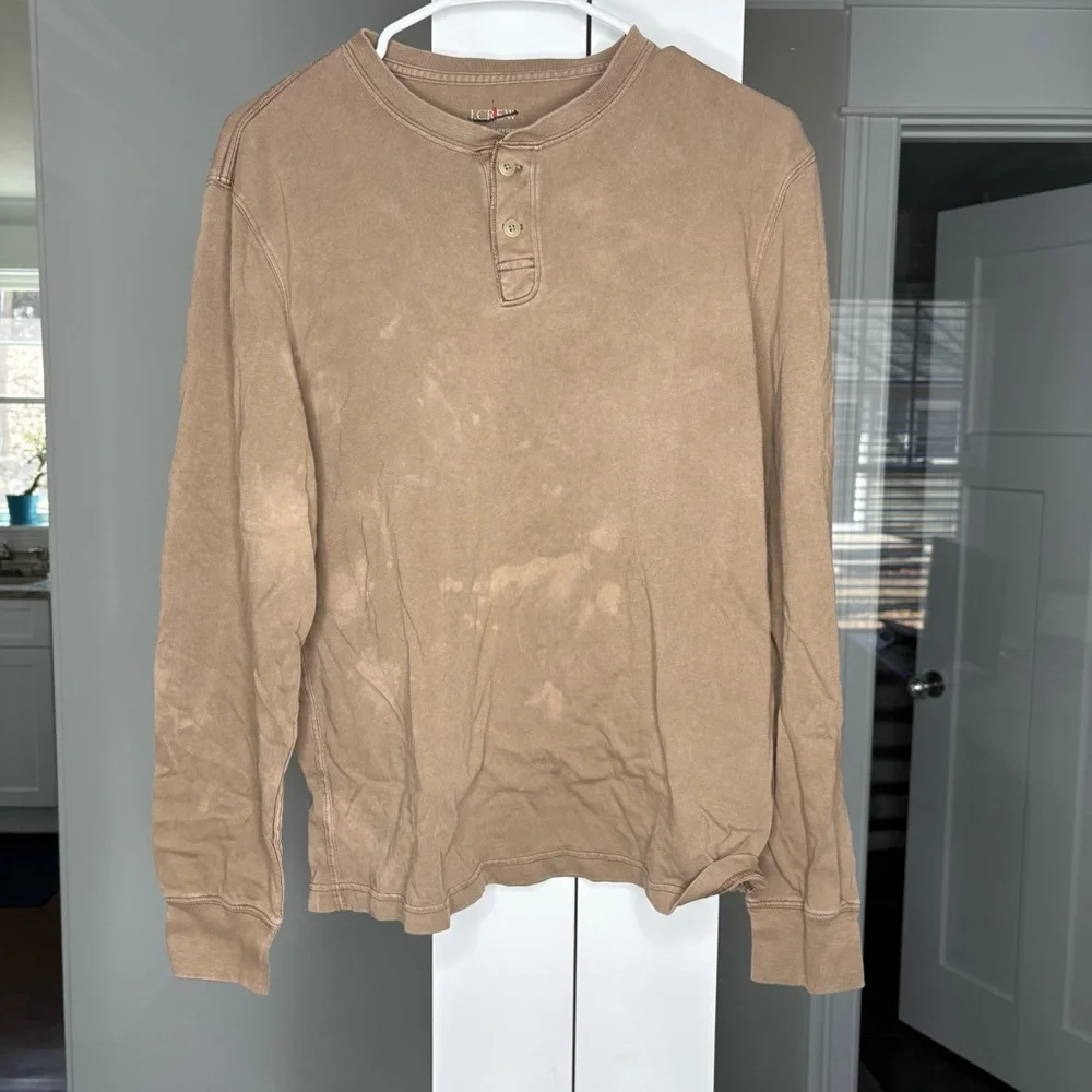 J. Crew Vintage-wash Cotton Henley Burnt Mushroom Brown